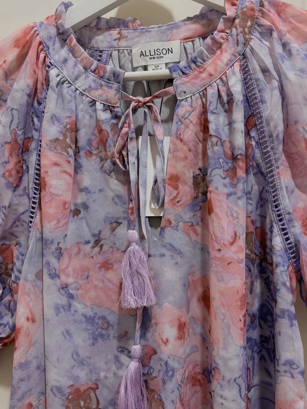 Anthropologie Allison New York Floral Morgan Pink & Purple Blouse XS NWT